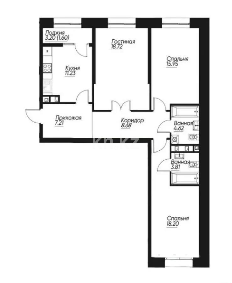Продажа 3-комнатной квартиры, 90 м², ул. Навои, дом  30а/1 - Продажа квартир в новостройках Алматы без посредников с фото фото 1 из 1