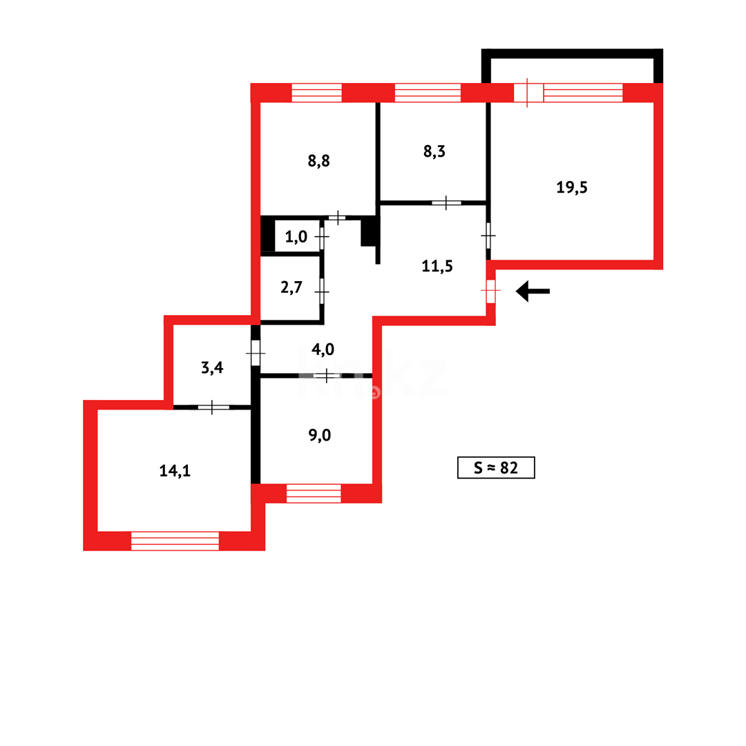 Продажа 4-комнатной квартиры, 81 м² - Продажа  четырехкомнатных квартир в Караганде фото 20 из 20