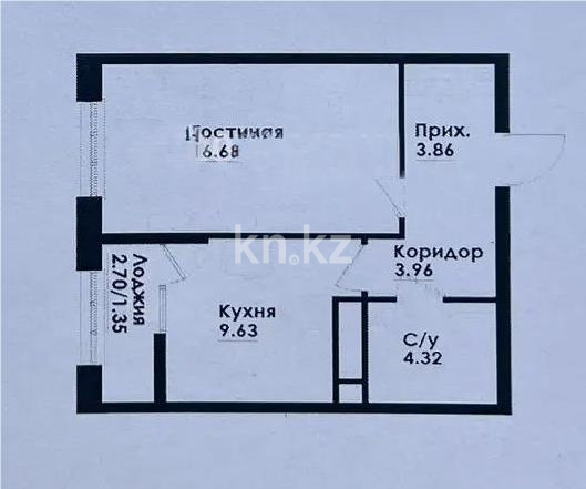 Продажа 1-комнатной квартиры, 39.8 м², ул. Толе би, дом  290/1 - Продажа  однокомнатных квартир в Алматы с фото фото 1 из 1