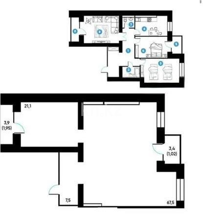 Продажа 3-комнатной квартиры, 102 м², мкр-н Гульдер-1, дом  3а - Продажа  трехкомнатных квартир в новостройках Караганды без посредников фото 1 из 1