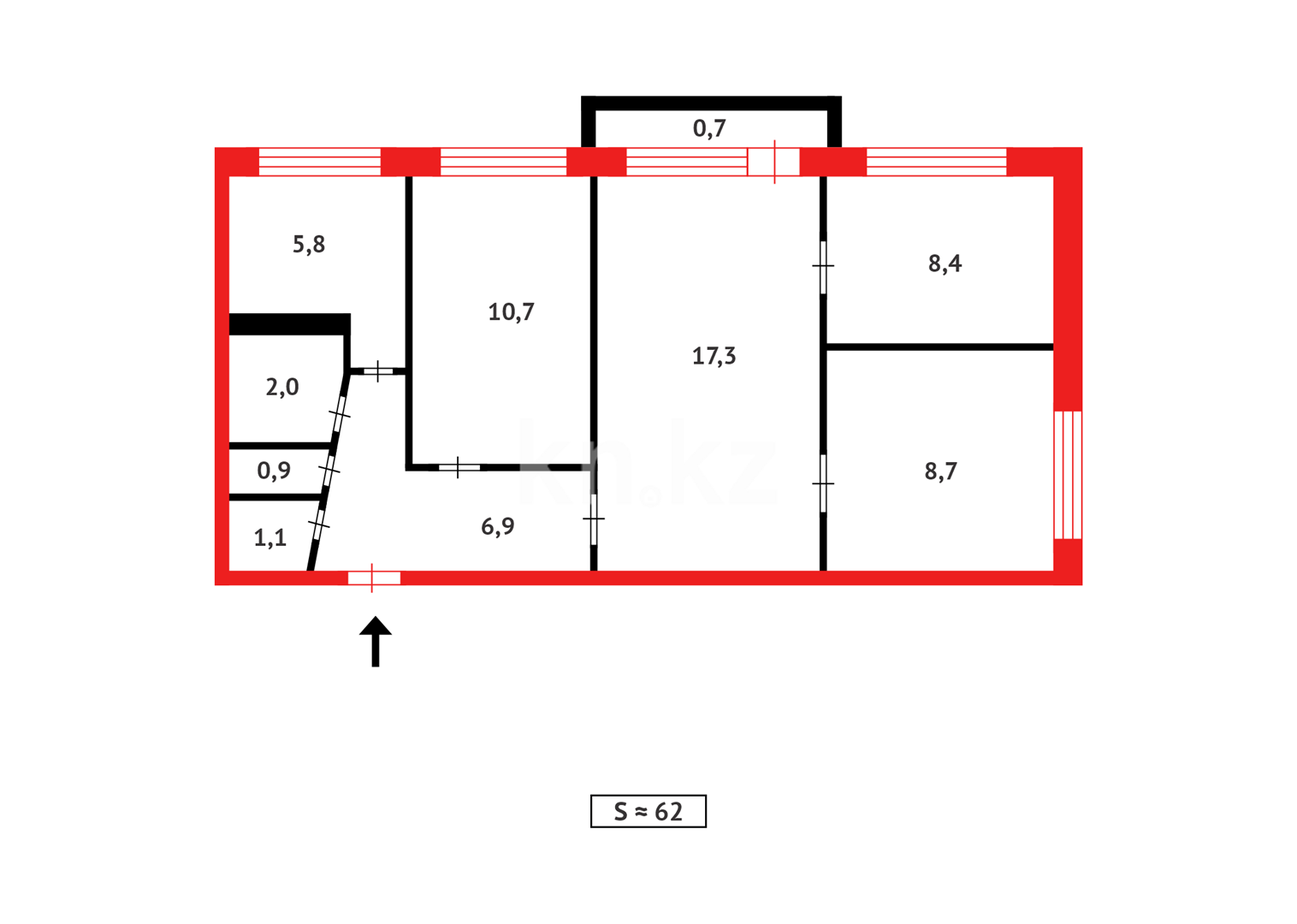 Продажа 4-комнатной квартиры, 61 м², мкр-н 11а в Караганде - фото 11
