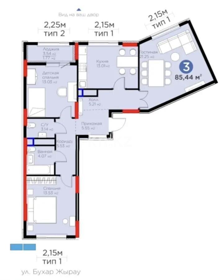 Продажа 3-комнатной квартиры, 86 м² в Астане - фото 6