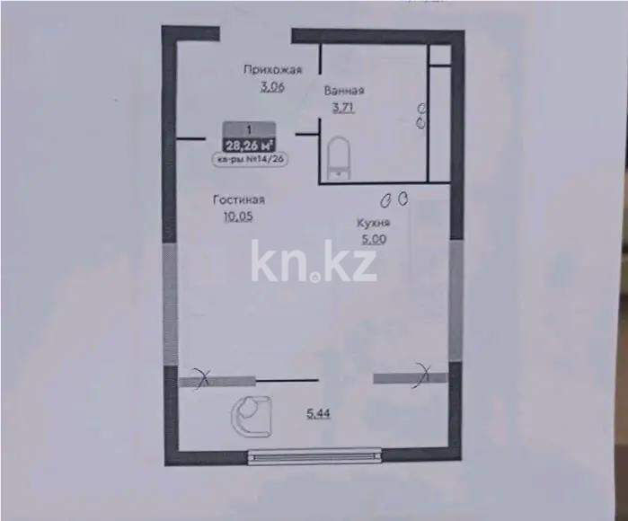 Продажа 1-комнатной квартиры, 28.31 м² - Продажа квартир в Казахстане - страница 46 фото 1 из 1