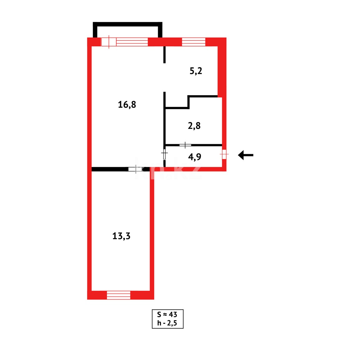 Продажа 2-комнатной квартиры, 45 м², 7-й мкр. - Продажа квартир в Темиртау фото 6 из 6