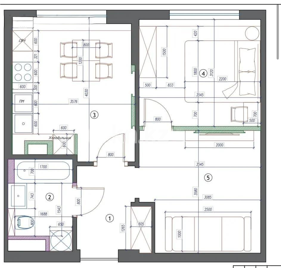 Продажа 2-комнатной квартиры, 45 м², ул. Утеген батыра, дом  11г - Продажа квартир в Алматы фото 5 из 5