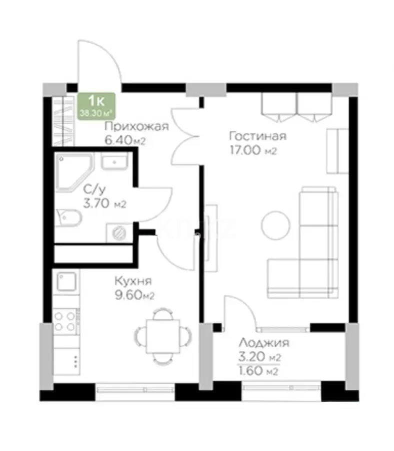 Продажа 1-комнатной квартиры, 38.8 м², ул. Молдагалиева, дом  7 в Астане