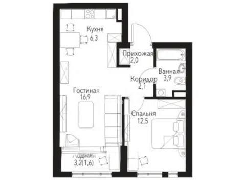 Продажа 2-комнатной квартиры, 45.3 м², ул. Рыскулова, дом  2б/1 - Продажа  двухкомнатных квартир в новостройках Алматы без посредников фото 1 из 1