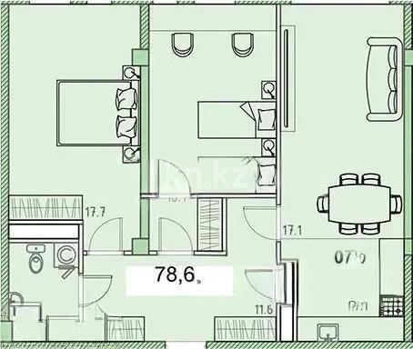 Продажа 3-комнатной квартиры, 78 м² - Продажа трехкомнатных квартир в Казахстане - страница 21 фото 3 из 3