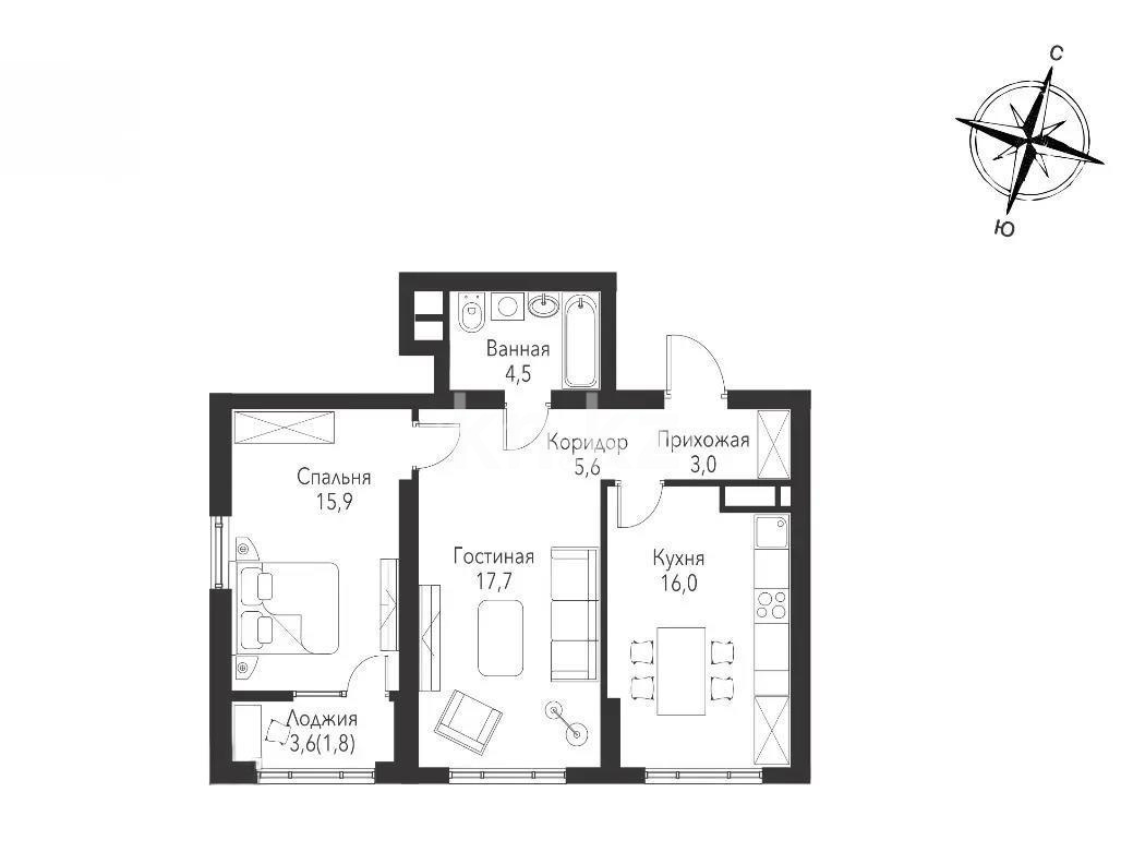 Продажа 2-комнатной квартиры, 65.3 м² - Продажа недвижимости в Алматы - страница 3 фото 6 из 6