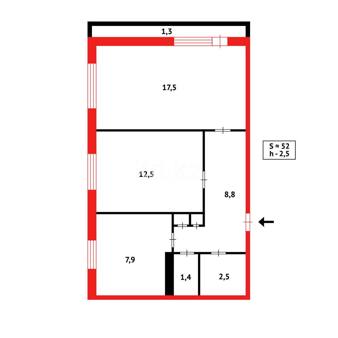 Продажа 2-комнатной квартиры, 54 м², пр. Металлургов в Темиртау - фото 18