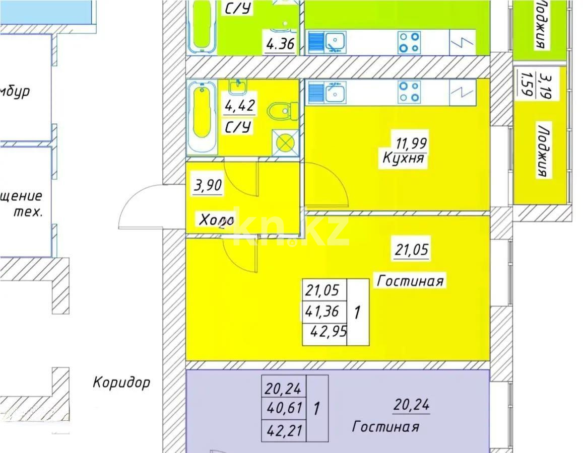 Продажа 1-комнатной квартиры, 43 м², ул. Тынышбайулы, дом  6 стр - Продажа  однокомнатных квартир в новостройках Астаны без посредников с фото фото 1 из 1