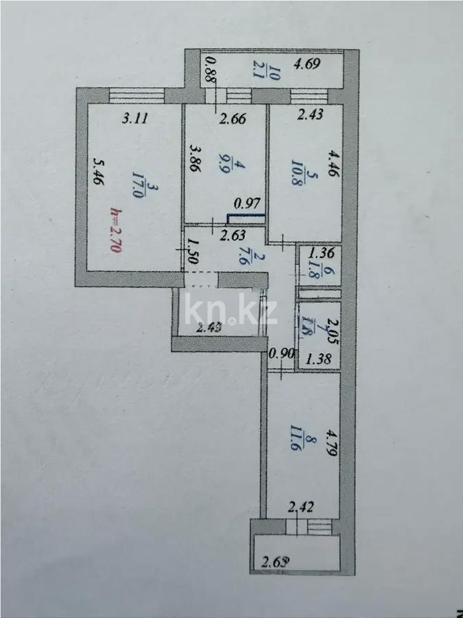 Продажа 3-комнатной квартиры, 69 м² - Аренда зданий в Жезказгане фото 6 из 6
