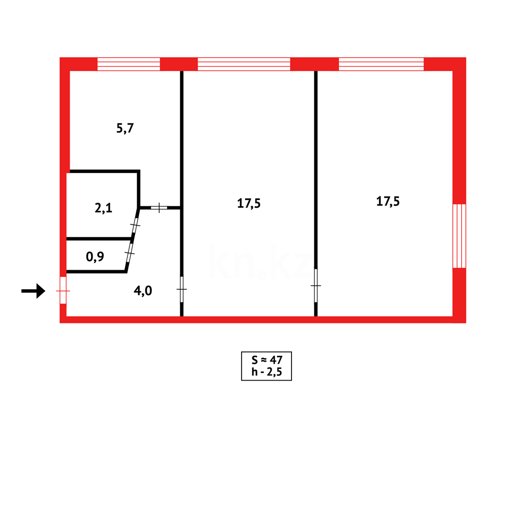 Продажа 2-комнатной квартиры, 47 м², мкр-н 18 - Продажа квартир в Караганде фото 14 из 14