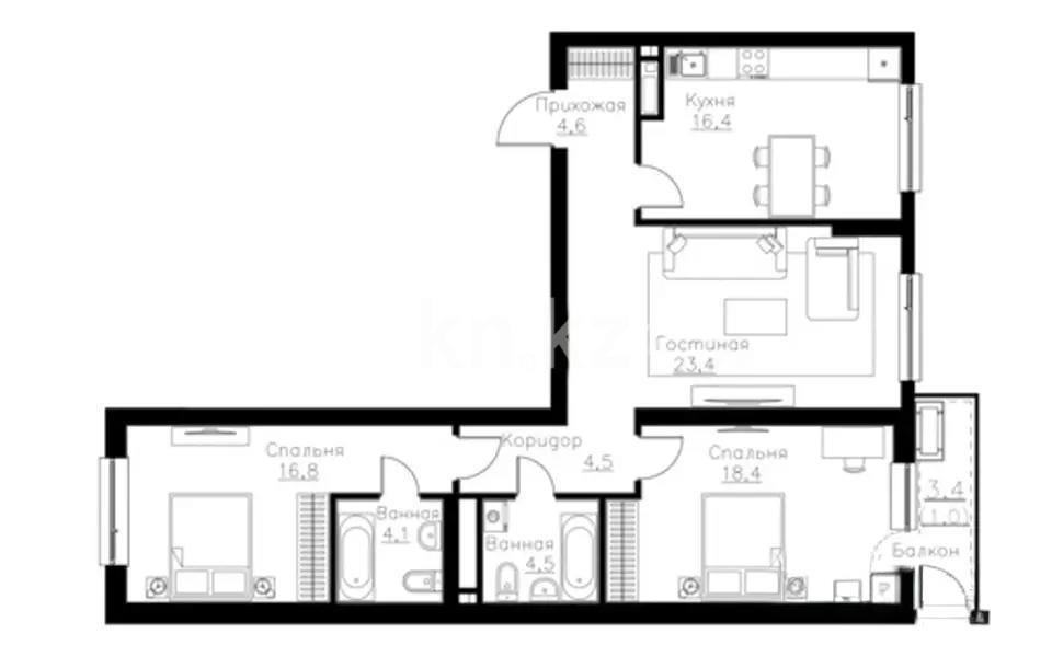 Продажа 3-комнатной квартиры, 94 м² в Алматы