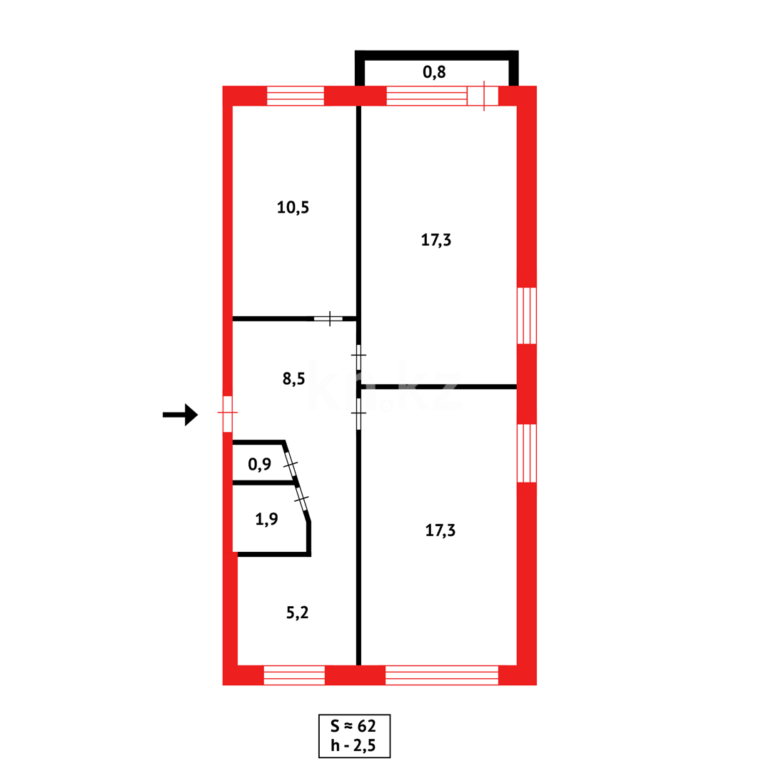 Продажа 3-комнатной квартиры, 63 м², пр. Металлургов - Продажа  трехкомнатных квартир в Темиртау фото 13 из 13