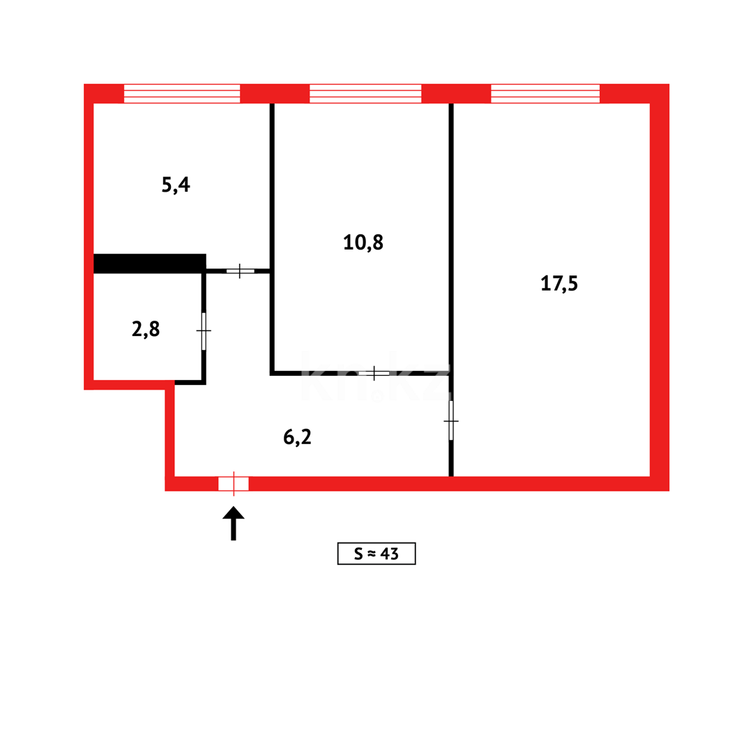 Продажа 2-комнатной квартиры, 43 м², ул. Гапеева - Продажа квартир в Караганде фото 10 из 10