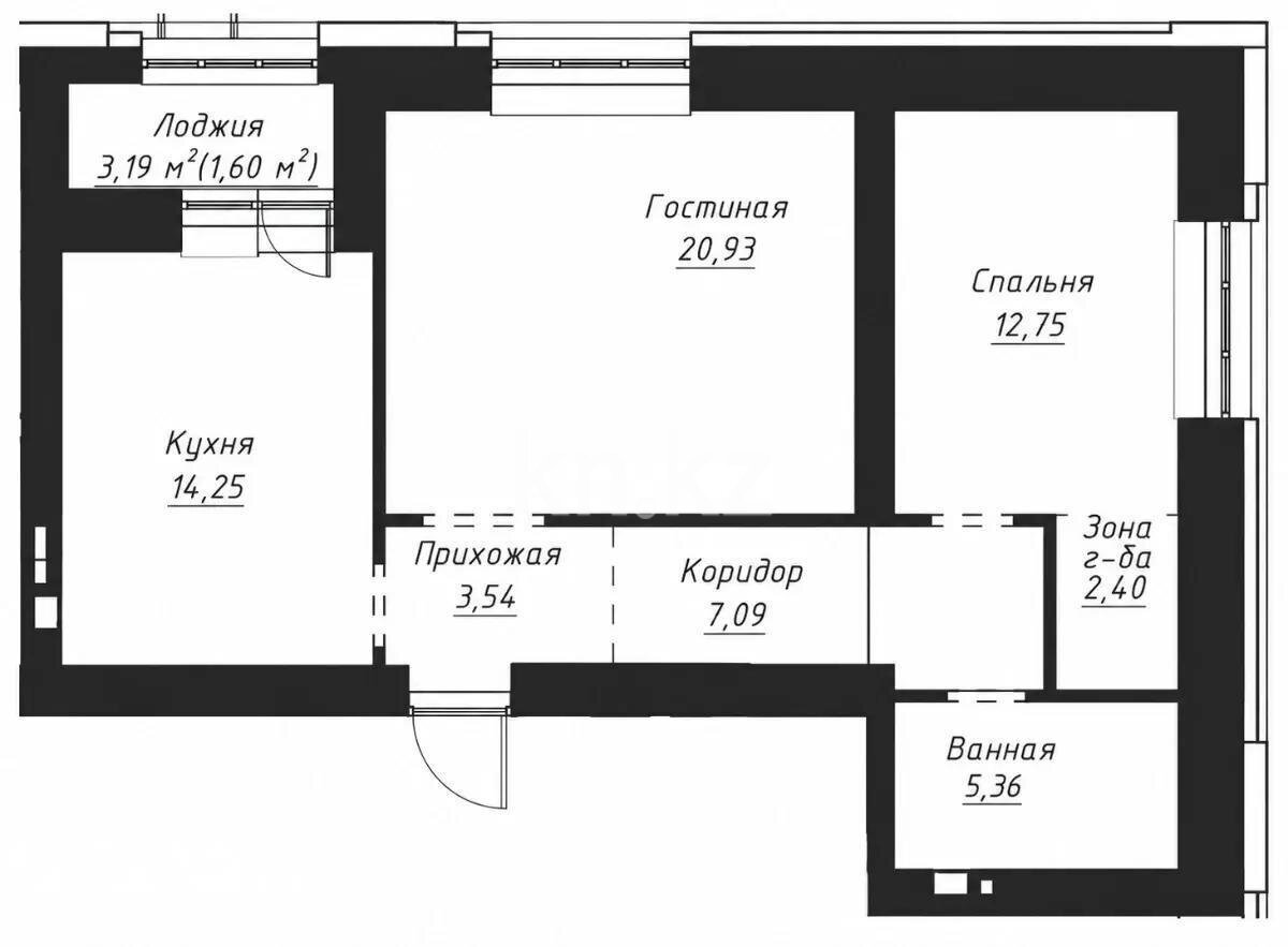 Продажа 2-комнатной квартиры, 67 м² в Астане