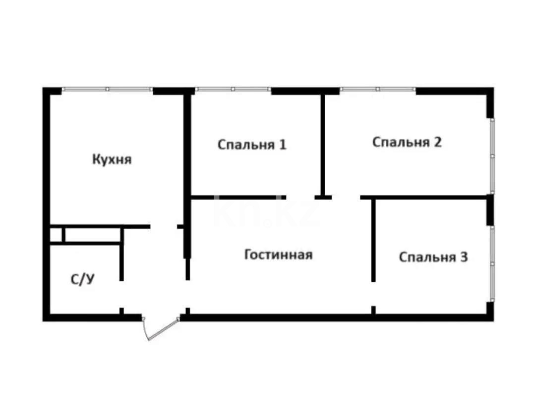 Продажа 3-комнатной квартиры, 65.6 м², ул. Сыбызгы, дом  100 стр - Продажа квартир в Алматы фото 1 из 1