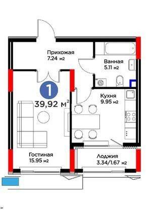 Продажа 1-комнатной квартиры, 40 м² в Астане