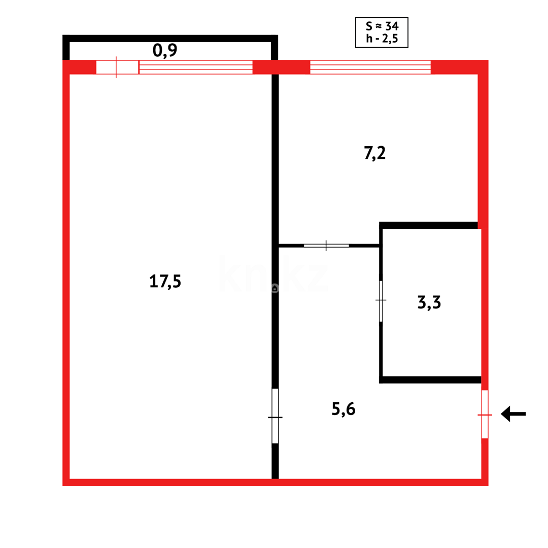 Продажа 1-комнатной квартиры, 34 м², ул. Сатыбалдина - Продажа квартир в Караганде фото 12 из 12