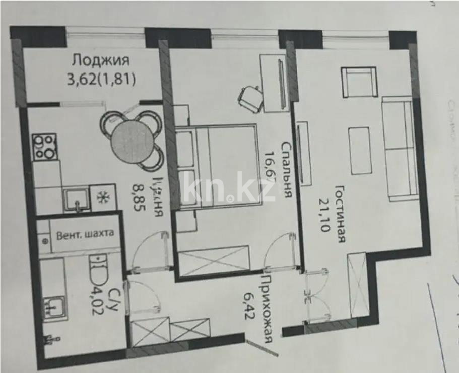 Продажа 2-комнатной квартиры, 60 м², ул. Бухар жырау, дом  12/2 в Астане