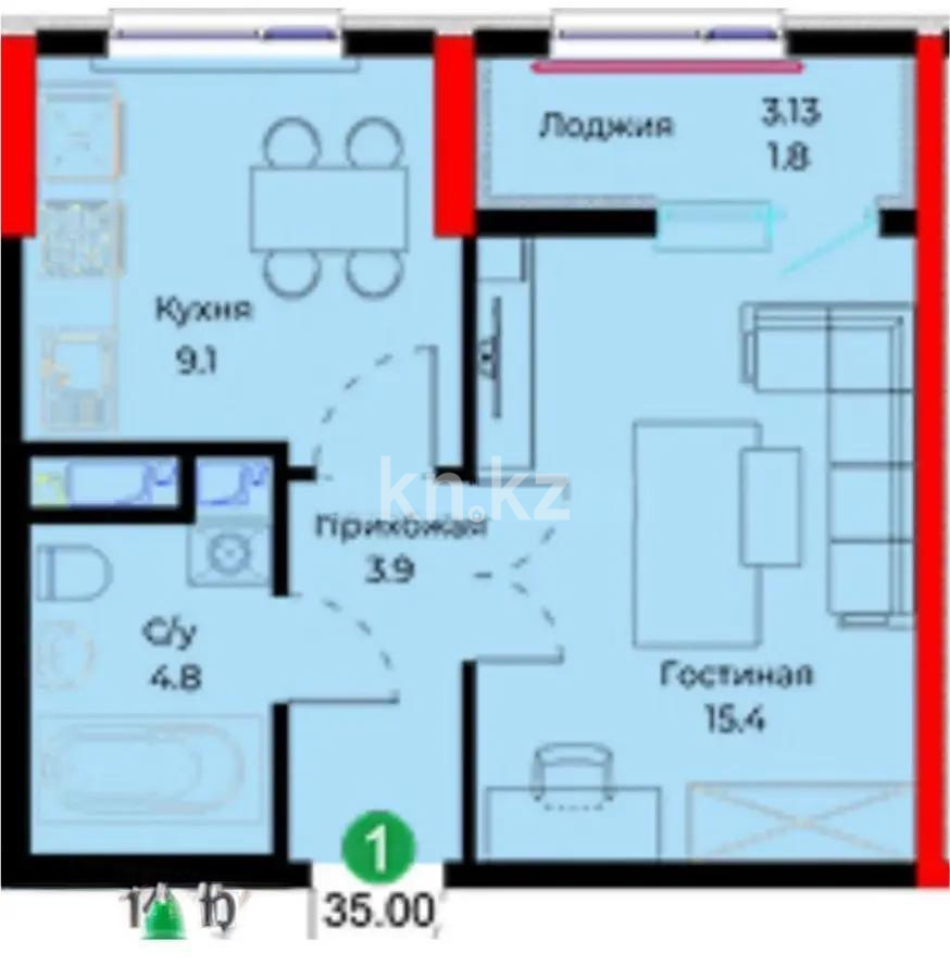 Продажа 1-комнатной квартиры, 35 м², ул. Молдагалиева, дом  3 в Астане