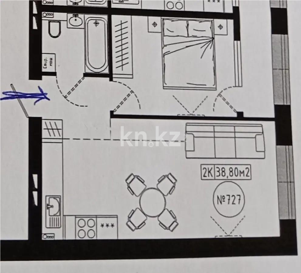 Продажа 2-комнатной квартиры, 38.8 м², ул. Кургальжинское шоссе, дом  1 стр - Продажа квартир в новостройках Астаны без посредников фото 1 из 1