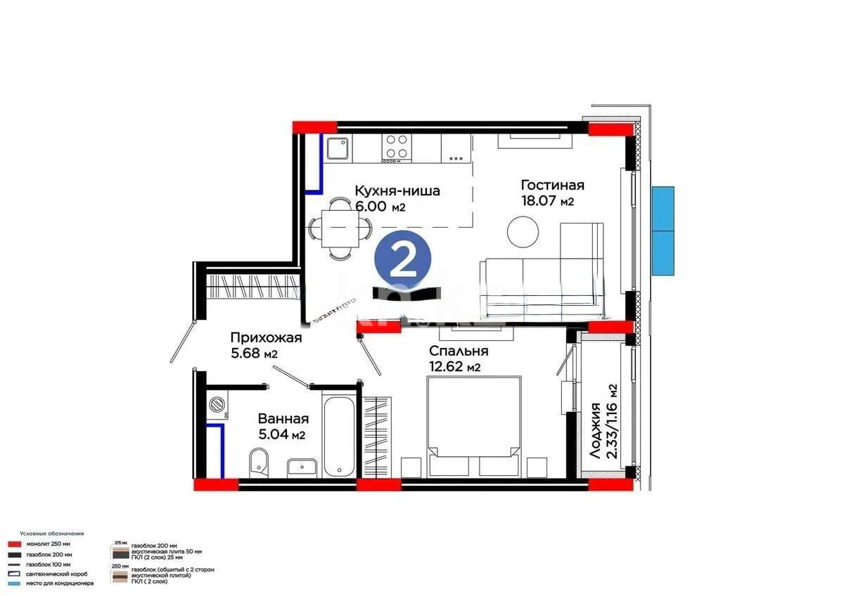 Продажа 2-комнатной квартиры, 48.58 м², ул. Е-900, дом  8 в Астане Продажа 2-комнатной квартиры, 48.58 м², ул. Е-900, дом  8 в Астане