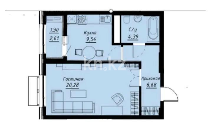 Продажа 1-комнатной квартиры, 43 м², ул. Е-430, дом  2 - Продажа  однокомнатных квартир в новостройках Астаны без посредников фото 1 из 1