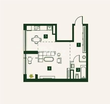 Продажа 1-комнатной квартиры, 46.8 м² - Недвижимость в Алматы - страница 29 фото 1 из 1