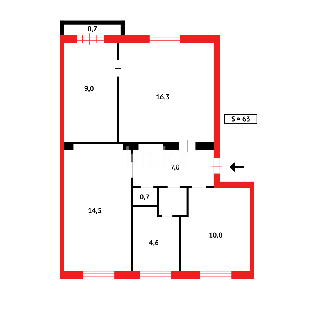 Продажа 2-комнатной квартиры, 61 м², ул. Жамбыла - Продажа  двухкомнатных квартир в Караганде фото 6 из 6