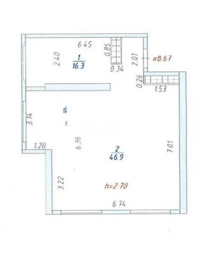 Продажа 2-комнатной квартиры, 63.3 м², ул. Омарова, дом  1 в Алматы