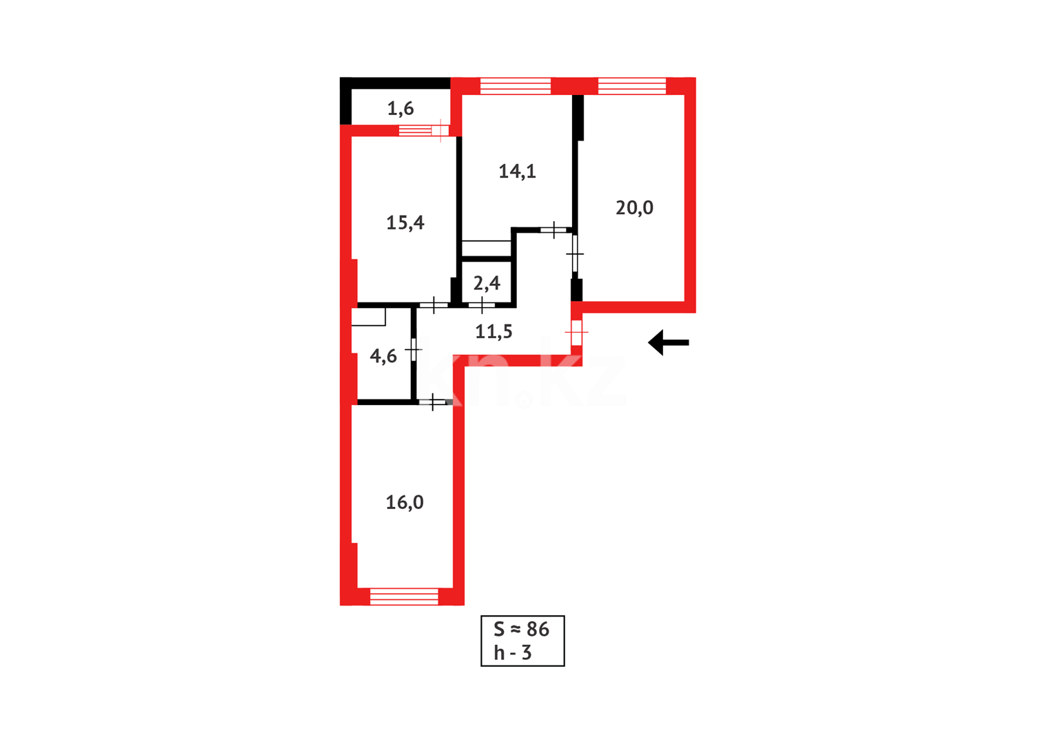 Продажа 3-комнатной квартиры, 85.6 м², ул. Е-36 - Продажа земельных участков в Кокшетау фото 16 из 16