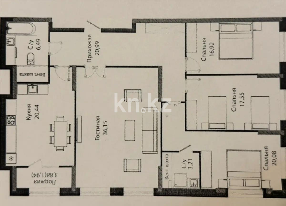 Продажа 4-комнатной квартиры, 144.4 м², ул. Бухар жырау, дом  12/2 в Астане