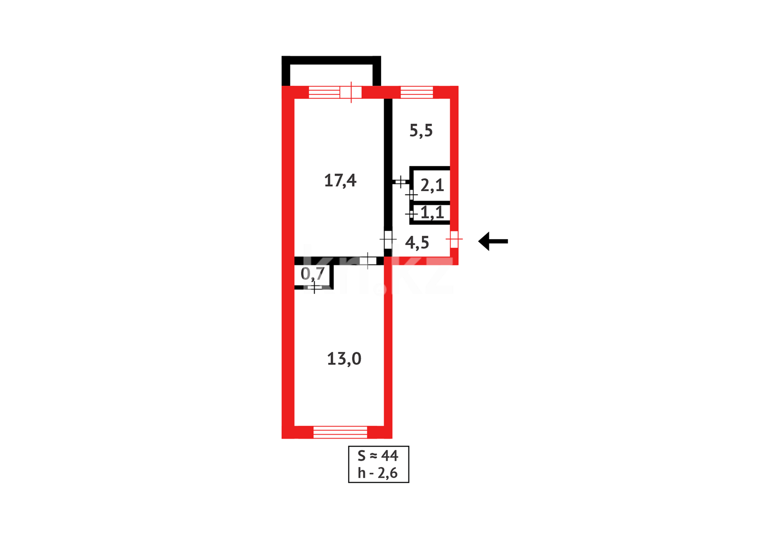 Продажа 2-комнатной квартиры, 44 м², мкр-н 2 в Абае - фото 7