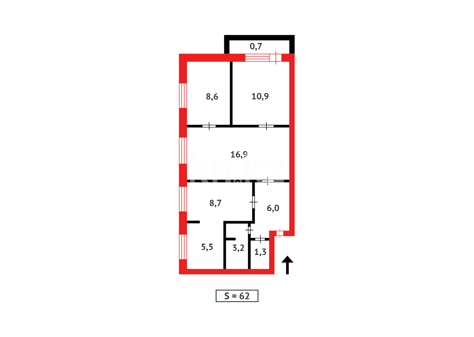 Продажа 3-комнатной квартиры, 62 м², ул. Методическая, дом  17 в Караганде - фото 19
