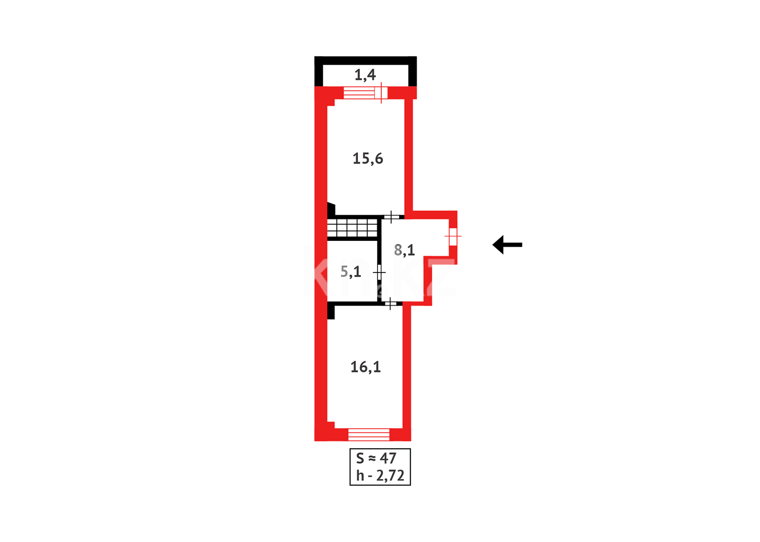 Продажа 2-комнатной квартиры, 47 м² в Караганде - фото 10