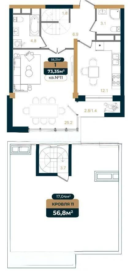 Продажа 2-комнатной квартиры, 72.35 м² - Продажа квартир в новостройках Алматы без посредников с фото фото 1 из 1