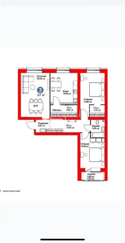 Продажа 3-комнатной квартиры, 97 м² - Продажа квартир в Астане - страница 19 фото 7 из 8