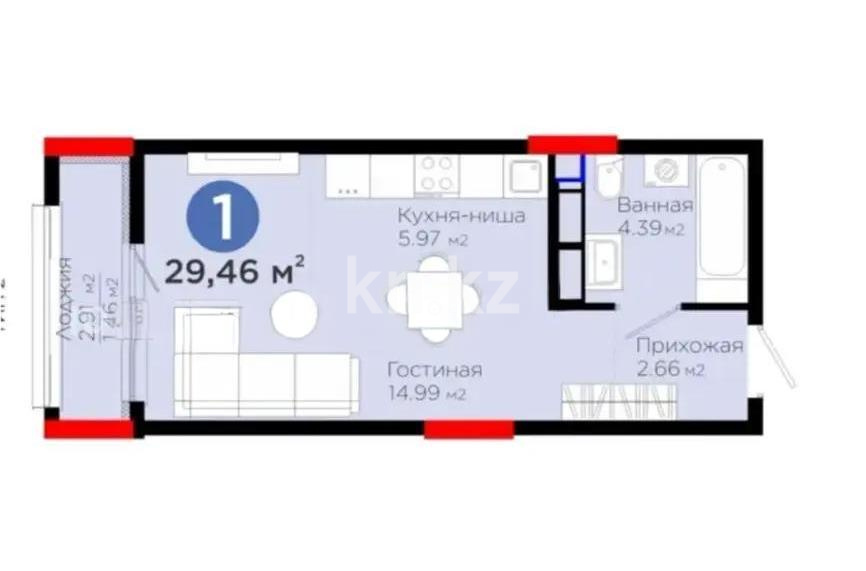 Продажа 1-комнатной квартиры, 30 м², ул. Толе би, дом  28 в Астане - фото 5