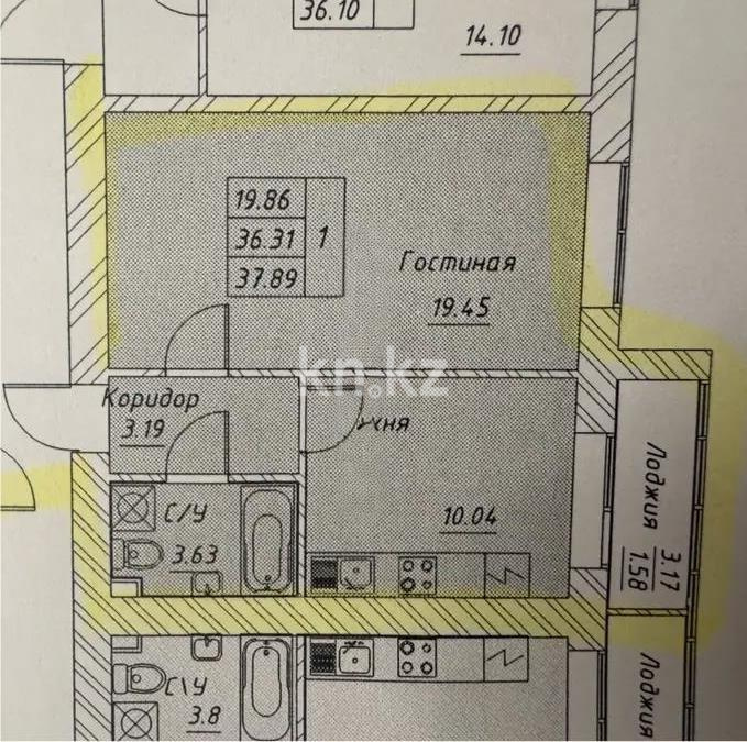 Продажа 1-комнатной квартиры, 38.3 м² в Астане
