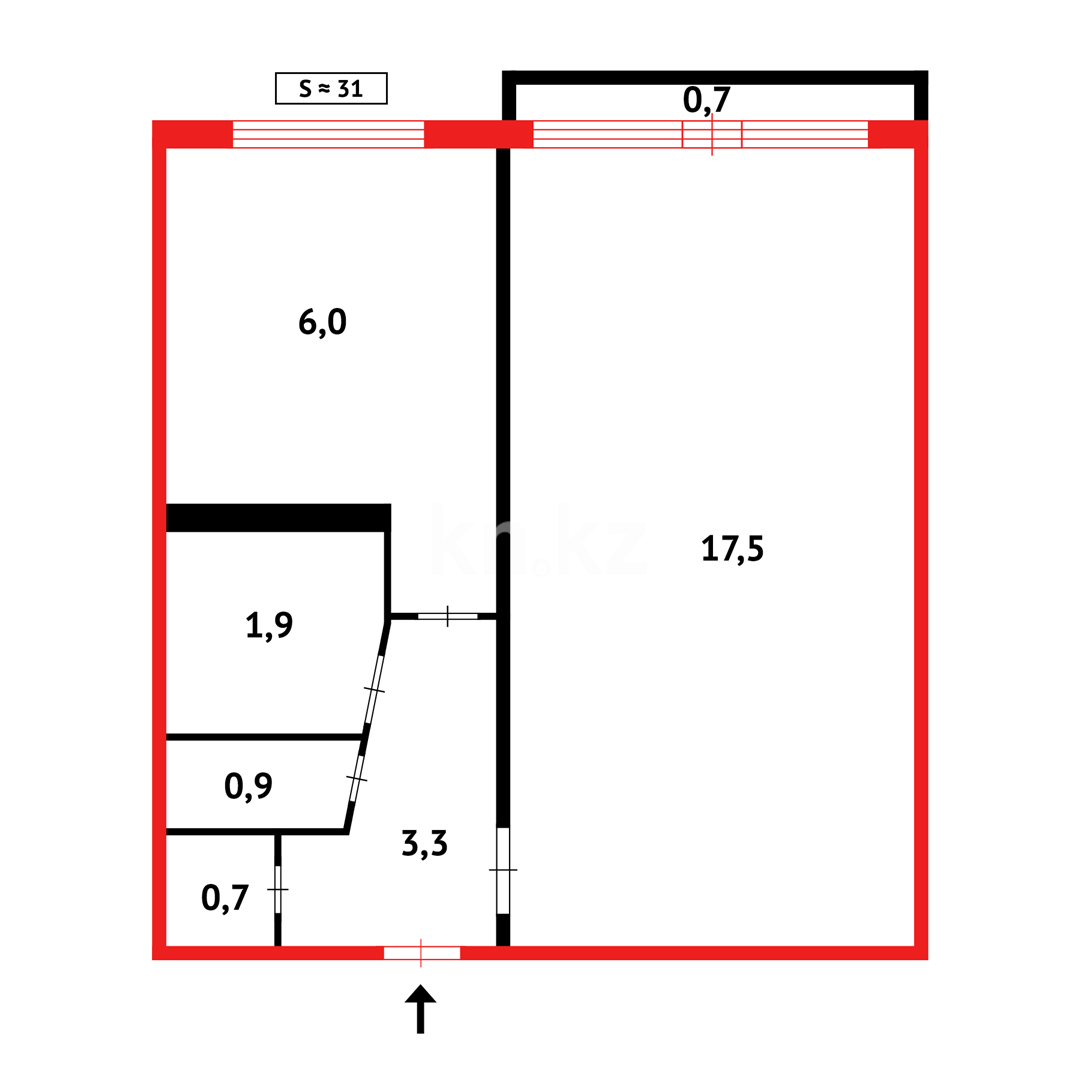 Продажа 1-комнатной квартиры, 31 м², 23 мкр., дом  39а в Караганде - фото 12