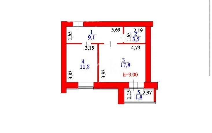 Продажа 1-комнатной квартиры, 44 м² в Астане