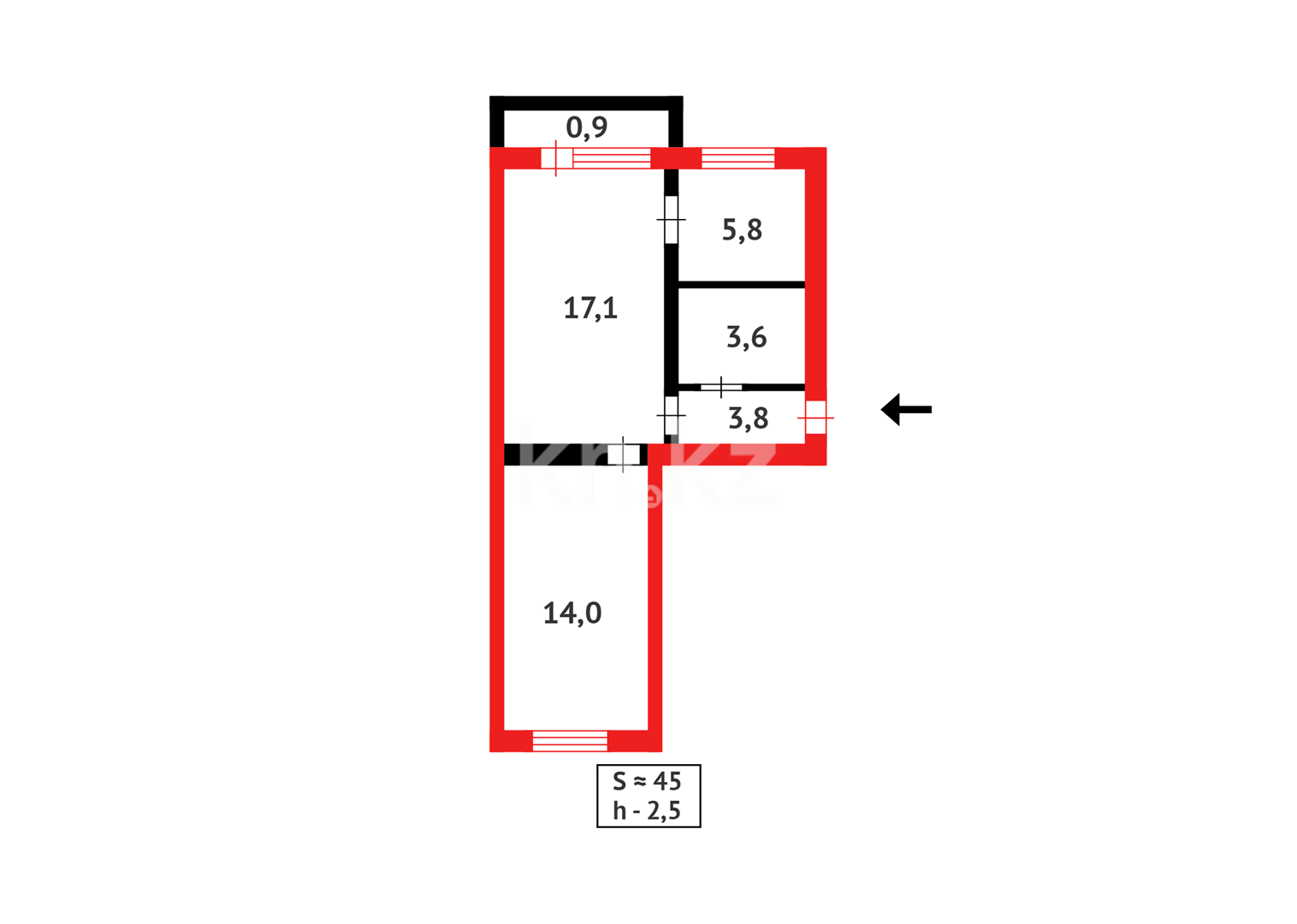 Продажа 2-комнатной квартиры, 45 м² - Продажа дач в Актобе фото 12 из 12