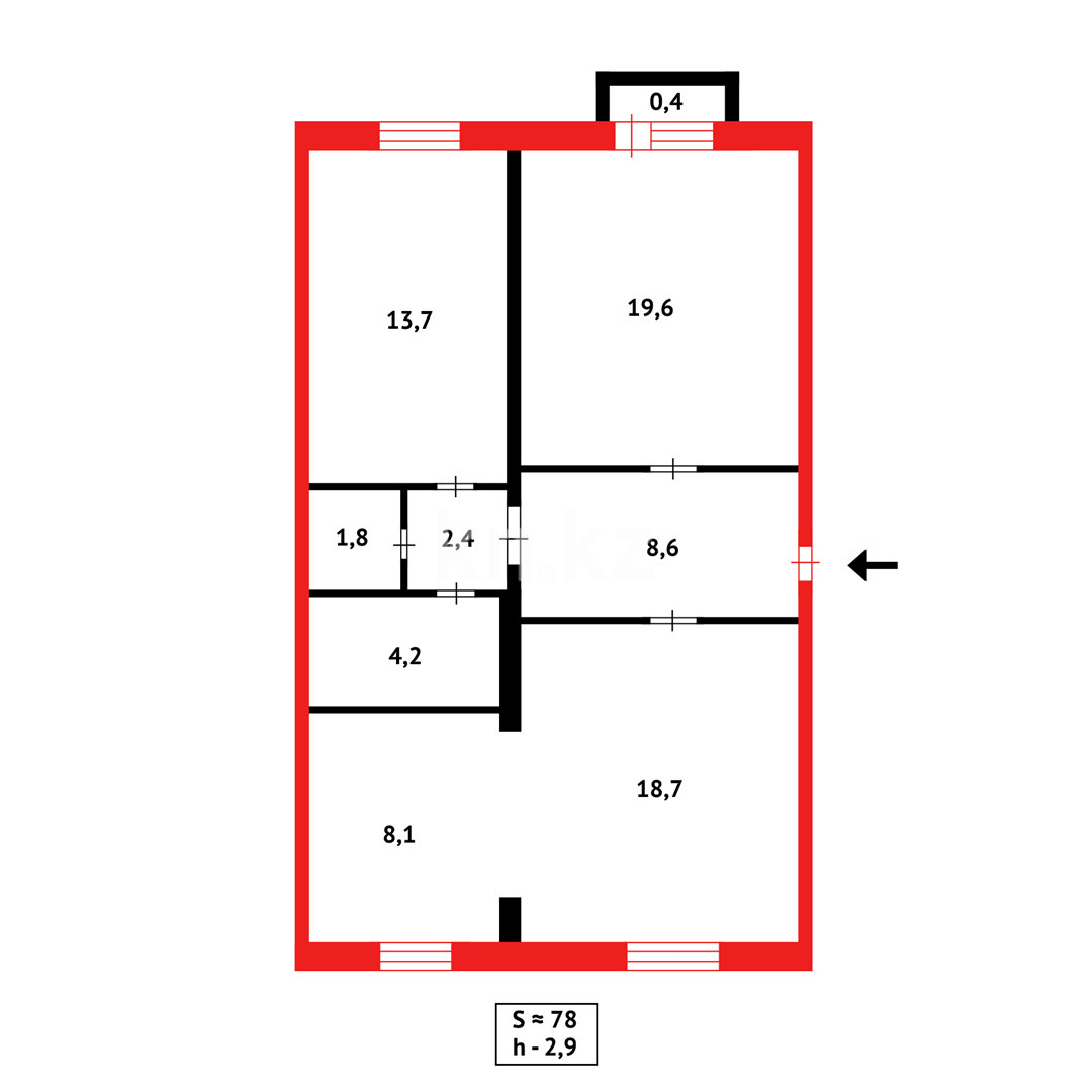 Продажа 3-комнатной квартиры, 78 м², ул. Жамбыла в Караганде - фото 18