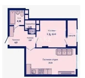 Продажа 2-комнатной квартиры, 54.4 м², пр. Туран, дом  89/3 - Продажа квартир в Астане фото 1 из 1
