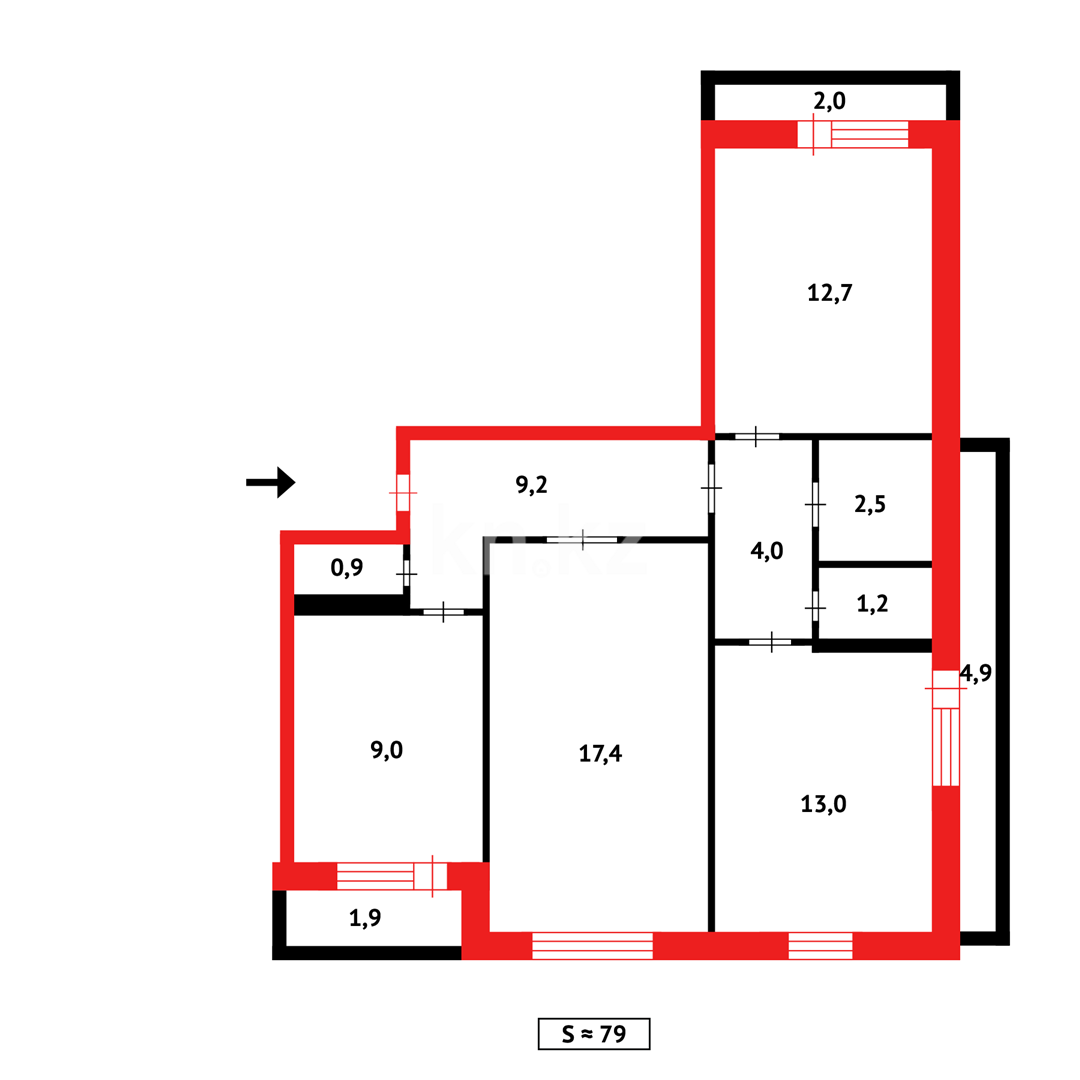Продажа 3-комнатной квартиры, 78 м², ул. 70 квартал - Продажа квартир в Темиртау фото 20 из 20
