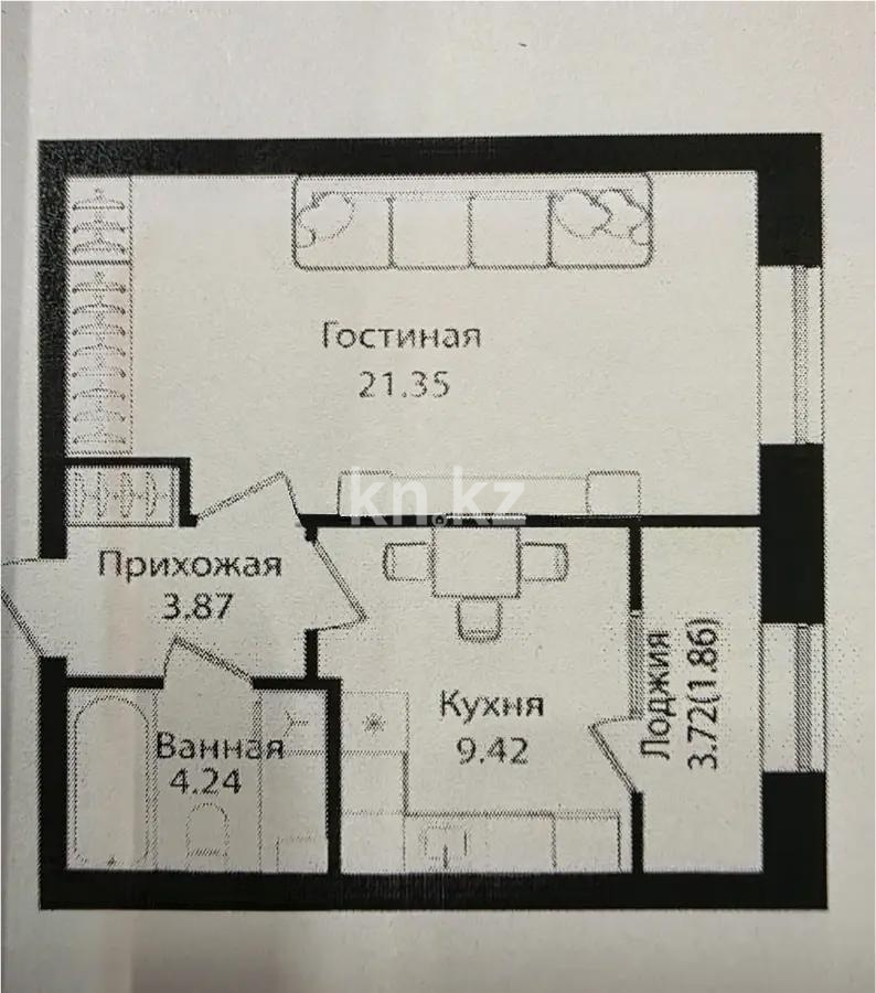 Продажа 1-комнатной квартиры, 40.74 м² - Продажа  однокомнатных квартир в новостройках Астаны - страница 82 фото 1 из 1