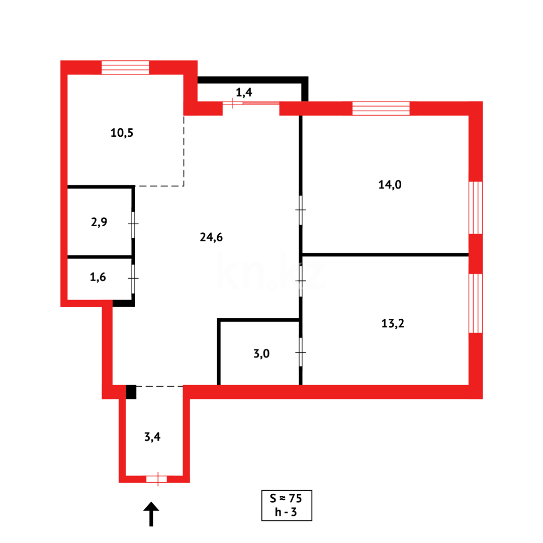 Продажа 3-комнатной квартиры, 74 м² - Продажа трехкомнатных квартир в кирпичном доме в Караганде - страница 2 фото 16 из 16