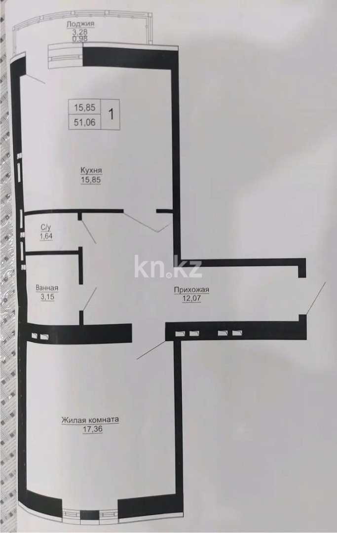 Продажа 1-комнатной квартиры, 51.05 м² - Продажа  однокомнатных квартир в новостройках Астаны без посредников фото 1 из 1